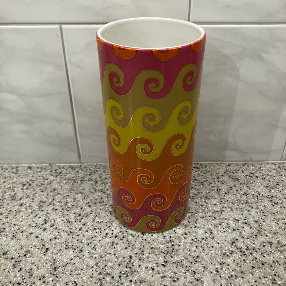 Jonathan Adler Pink and Orange Swirl Vase